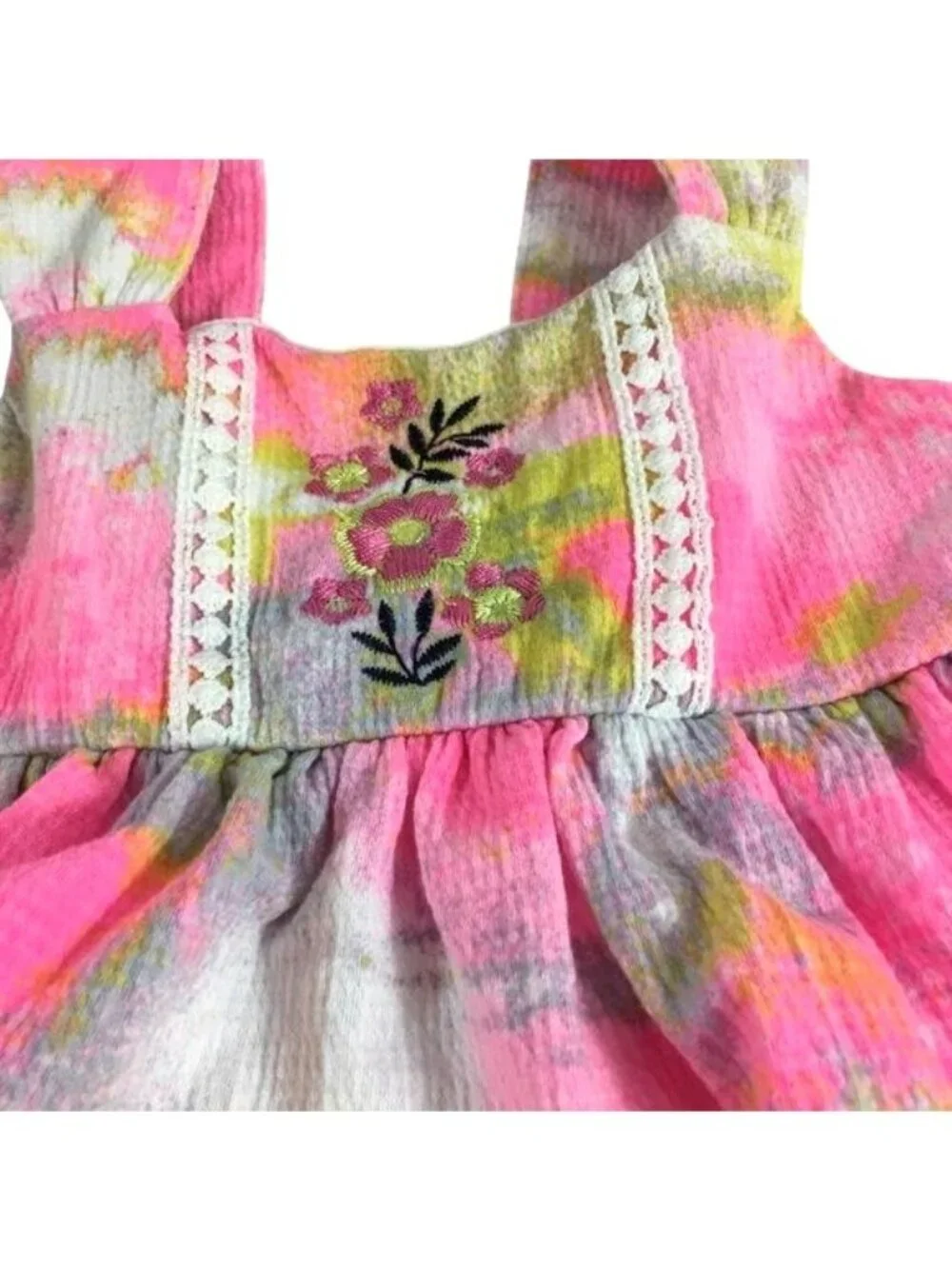 Little Lass Baby Short Set Multicolored Tye Dye Ruffles Floral Matching Headband